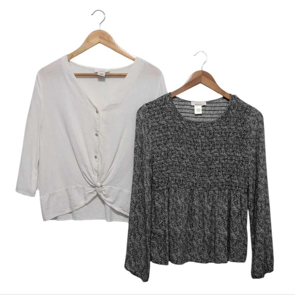 Pair Of Urban Romantic Tops Linen Rayon Women's Large